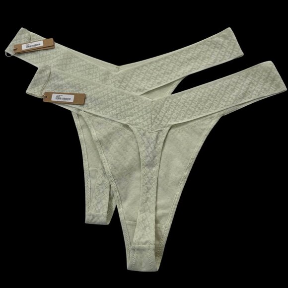 SKIMS Logo Mesh Thong Lot of 2 Bone 2X - Picture 3 of 11
